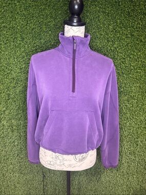 Lululemon Brushed Softstream Half Zip Cropped Pullover Sweatshirt 6 Purple